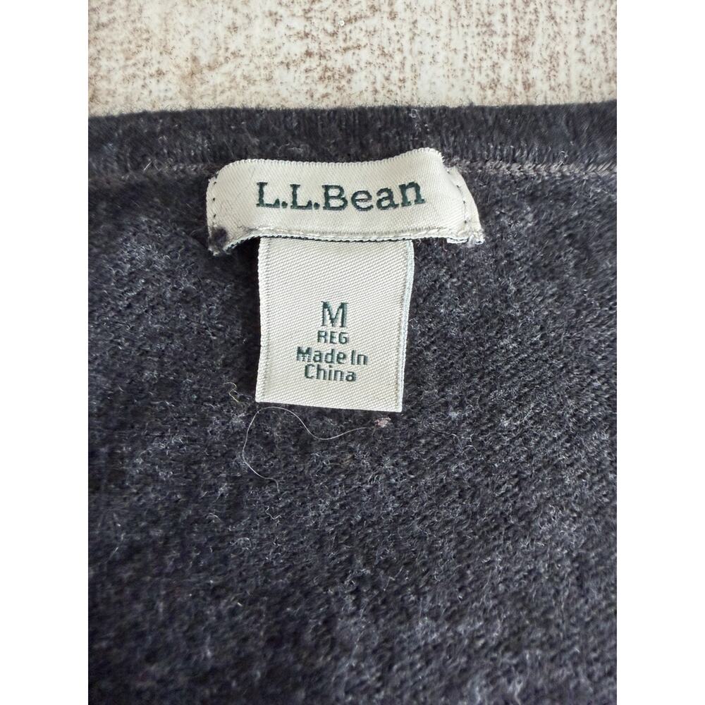 LL Bean Gray Pintuck Henley Long Sleeve Shirt Womens Medium Wool Cashmere - Picture 6 of 8